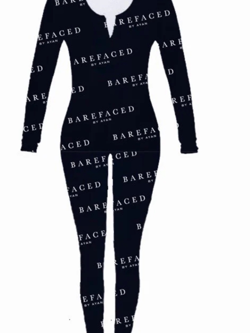Barefaced By Ayan Black White Logo Jumper One Piece Lounge Sleepwear Small